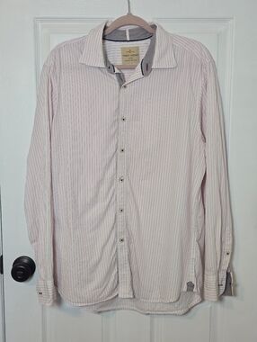 Tommy Bahama Red Stripe Button Up Shirt Men’s Long Sleeve Large 100% Cotton